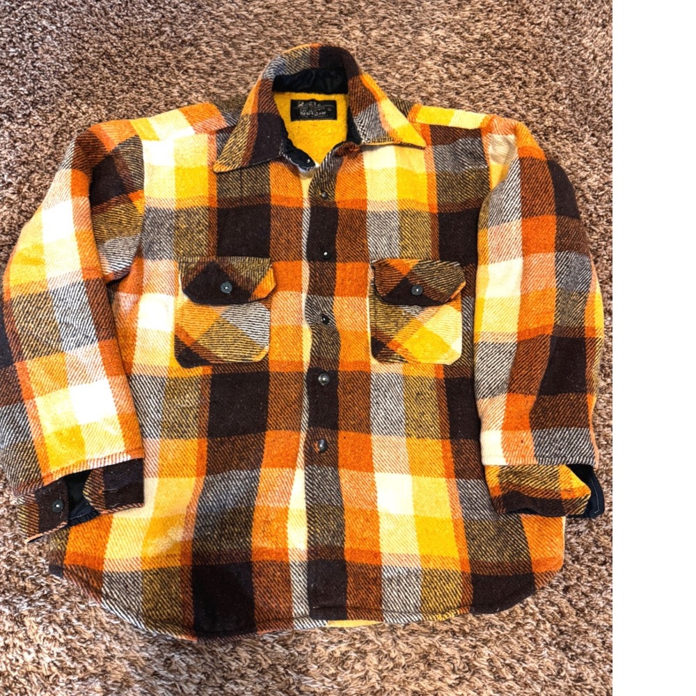 Vintage 70s 80s Zayre Matt Andrews Plaid Shirt Jacket Pile Lined Large